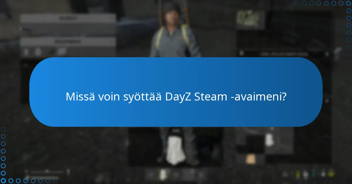 Missä voin syöttää DayZ Steam -avaimeni?
